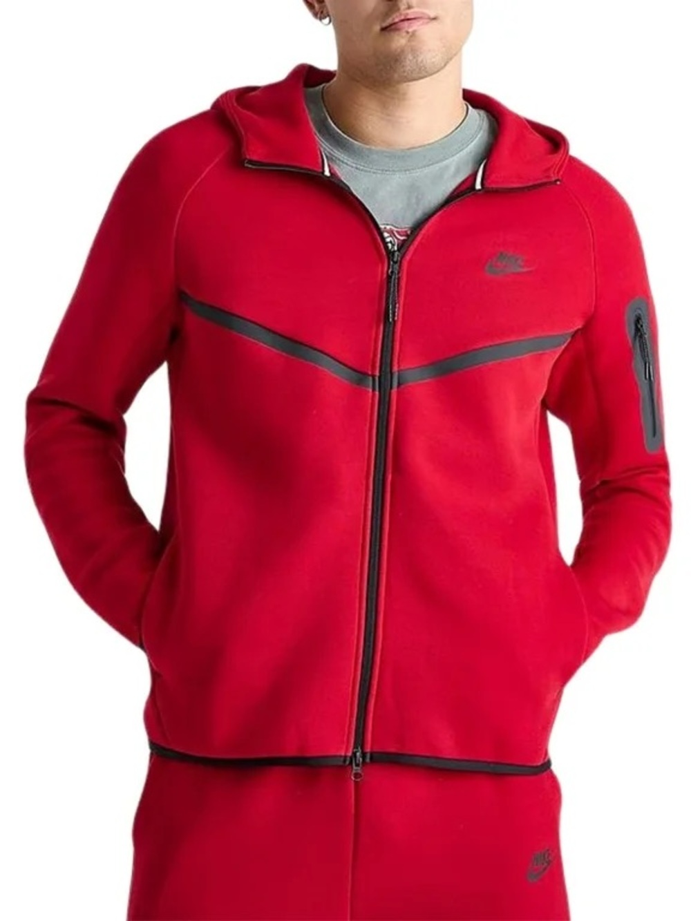 Nike Sportswear Tech Fleece Windrunner Full-zip Hoodie Mens - Gym Red/Black